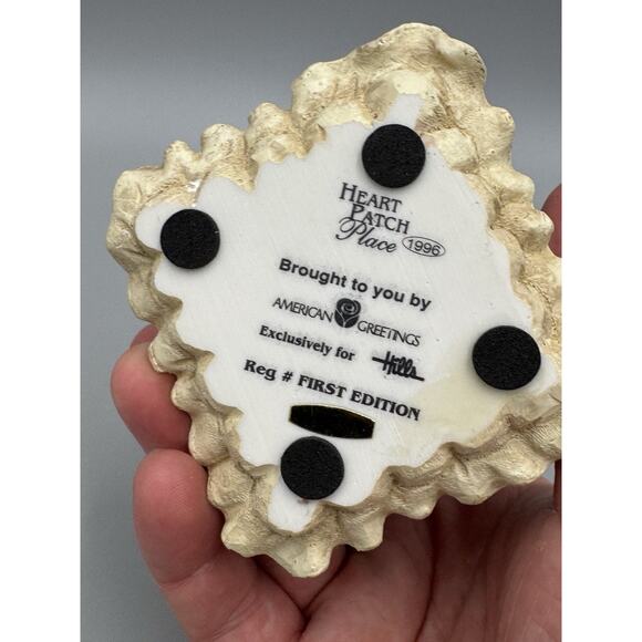 Heart Patch Place Christmas Bear Figurine Holding Teddy Doll First Edition 1996 - Picture 7 of 12